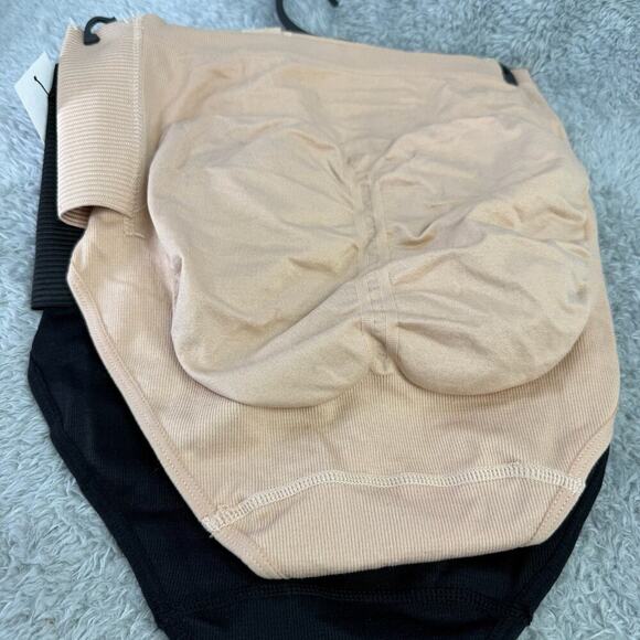 Skinnygirl Waist Cinching Briefs Beige Black Scuba Large Tummy Shaping 2 Pair - Picture 3 of 8